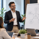 Professional trainer presenting evidence of professional practice